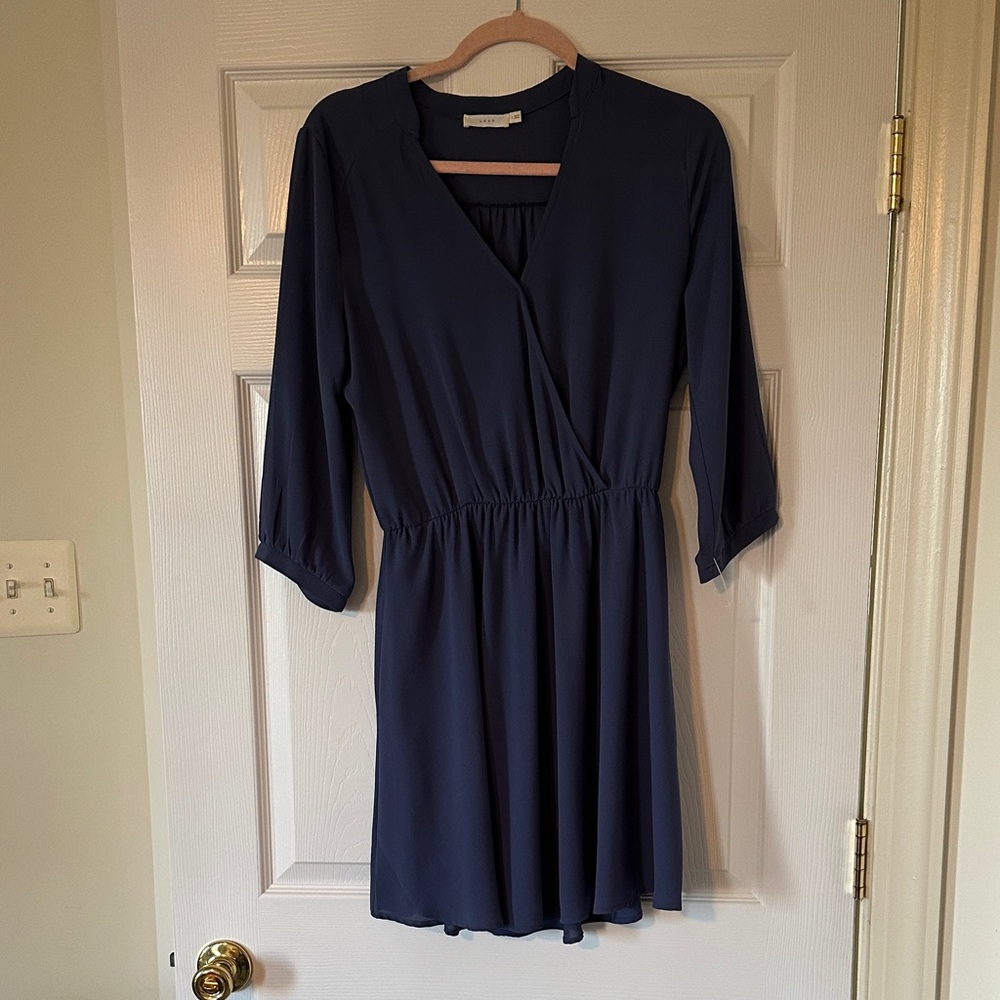 Lush Dark Periwinkle Long Sleeve Wrap Dress